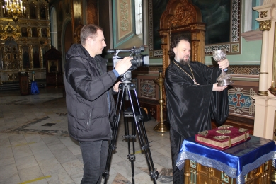 В Казанском соборе состоялась запись фрагмента сюжета об изъятии церковных ценностей