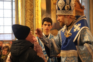 Всенощное бдение в канун праздника Благовещения в Казанском соборе
